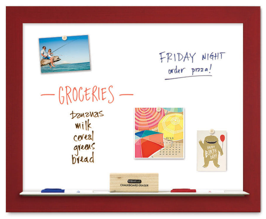 30" x 24" Dry Erase Board - Red Frame